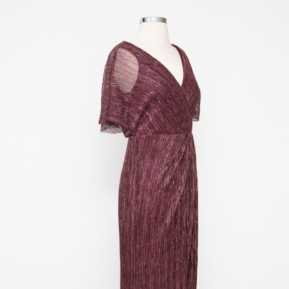 Adrianna Papell Metallic Blouson Gown in Burgundy – NWT Size 4 - Picture 10 of 11